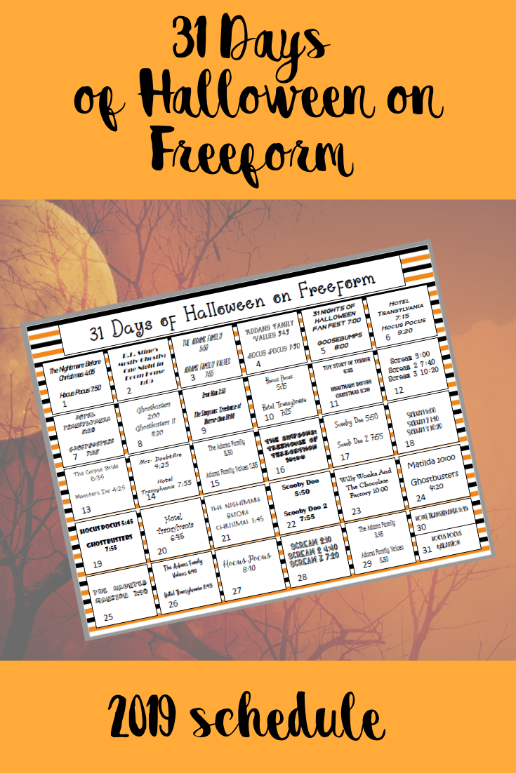 31 Nights of Halloween Freeform 2019 Calendar