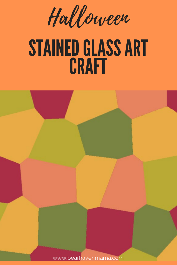 Fun Halloween Stained Glass Art Craft for kids. Great to help kids learn coloring and cutting skills