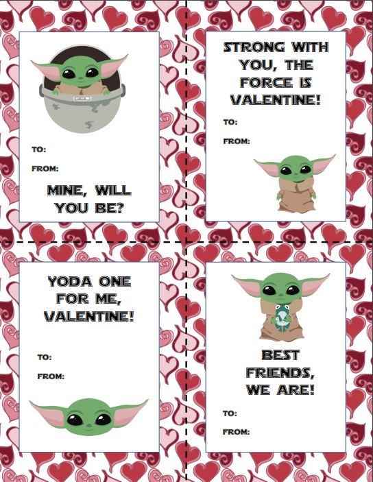 Obsessed with Baby Yoda you are? Then I got you covered for some Valentines' Day fun with these free printable Baby Yoda Valentine's Day cards.