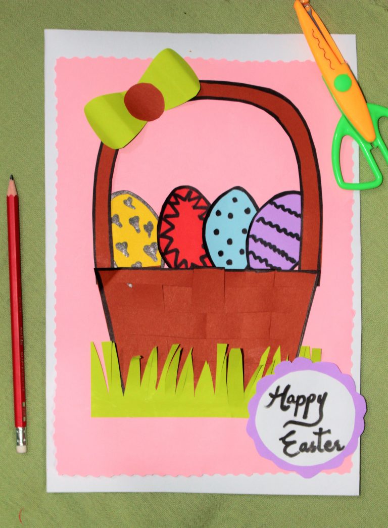 Make this fun Easter Egg Basket Card Craft for Kids. Something fun to do to celebrate Easter!