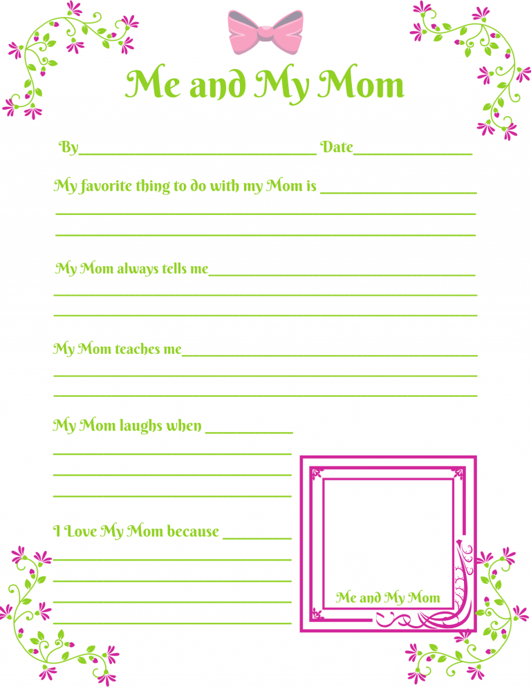 Mommy and Me Printable Activity Worksheet Keepsake Gift for Mother’s Day