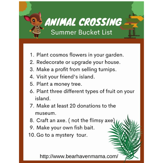 With Animal Crossings New Horizons being the hottest game right now, Here's an Animal Crossing Summer Bucket List to make the rest of your summer gaming even more fun!