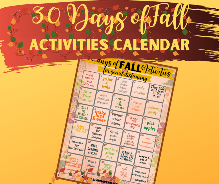 30 Days of Fall Family Activities Calendar Ideas for Social Distancing
