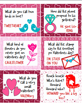 Check out these funny Valentine’s Day Lunchbox jokes- Free Printable