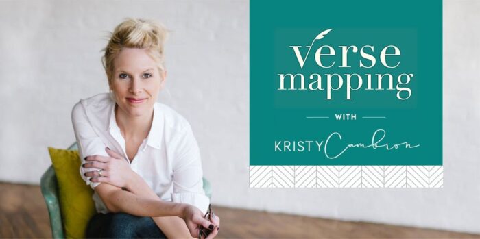 woman with words saying verse mapping with kristy cambron