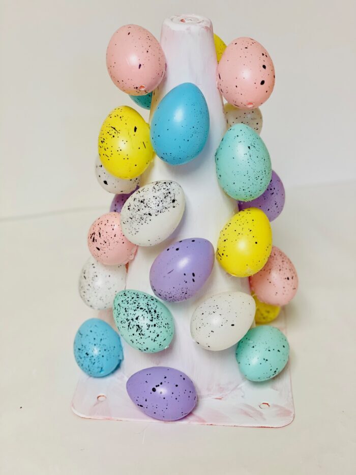 easter eggs on a painted cone