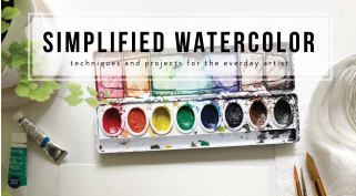 watercolor pallette with words saying simplified watercolor