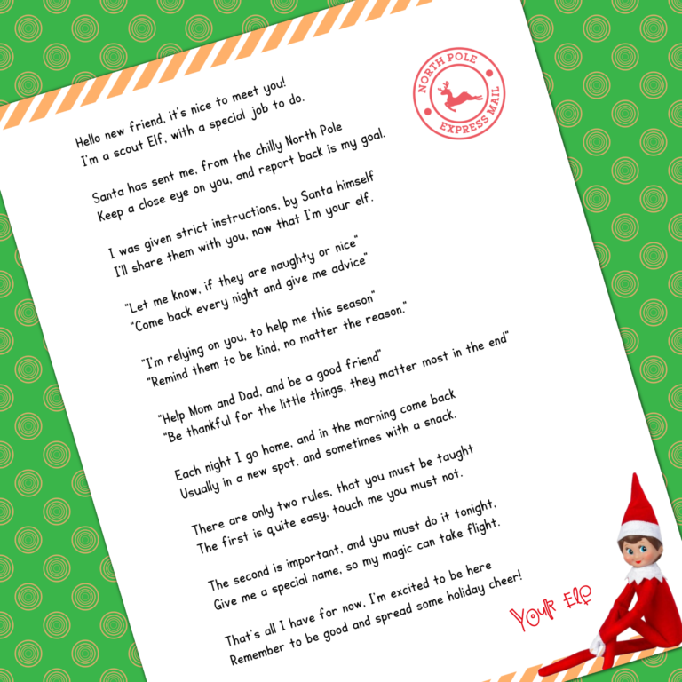 Elf on the Shelf Arrival and Return Letter