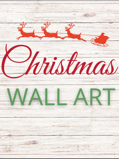 santa's sleigh, reindeer and words saying christmas wall art