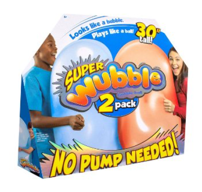 words saying "super wubble 2 pack" with kids and wubble balls