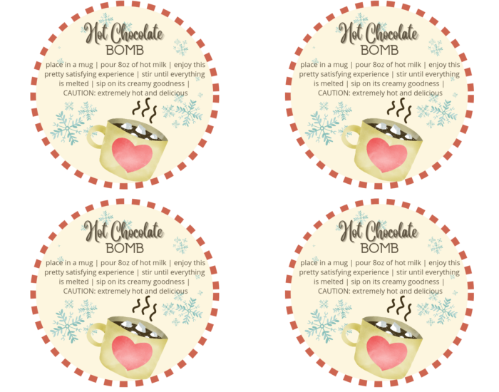 hot chocolate labels for making hot cocoa bombs