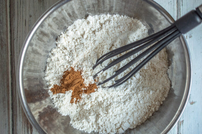 flour and mixing
