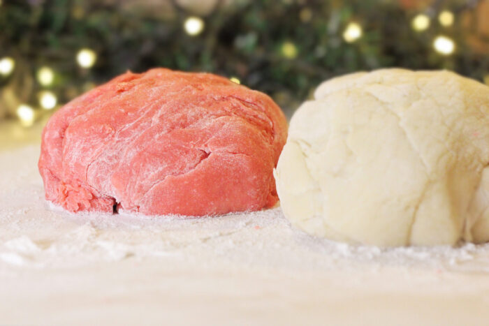 Candy Cane Colored Sugar Cookies dough