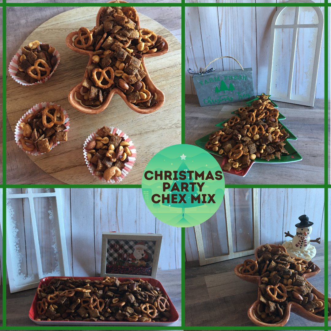 pin for holiday party chex mix