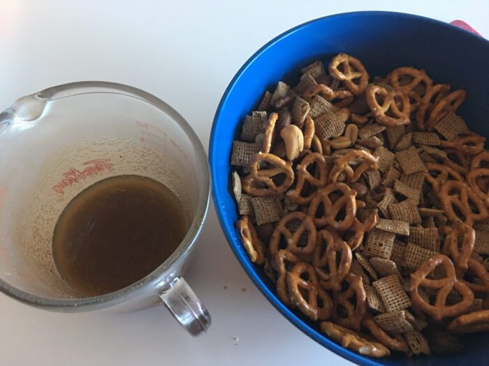 holiday party chex mix process