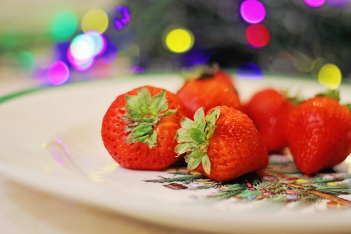 strawberries on a festive plate