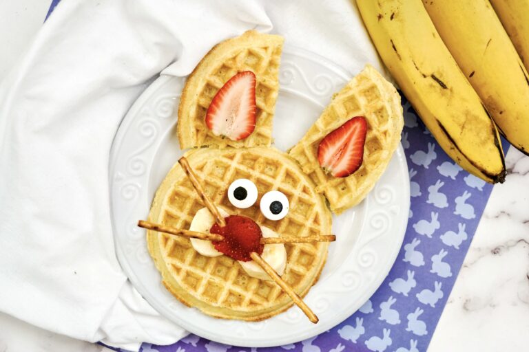Make these fun Easter Bunny Waffles