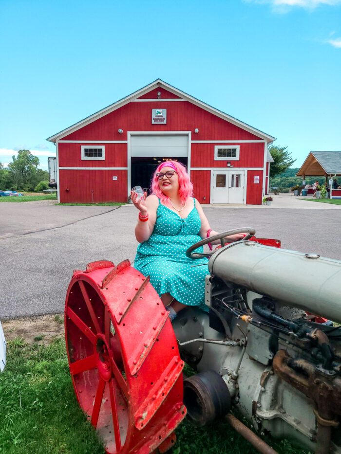 prissy missy on a tractor during the vintage ohio wine festival