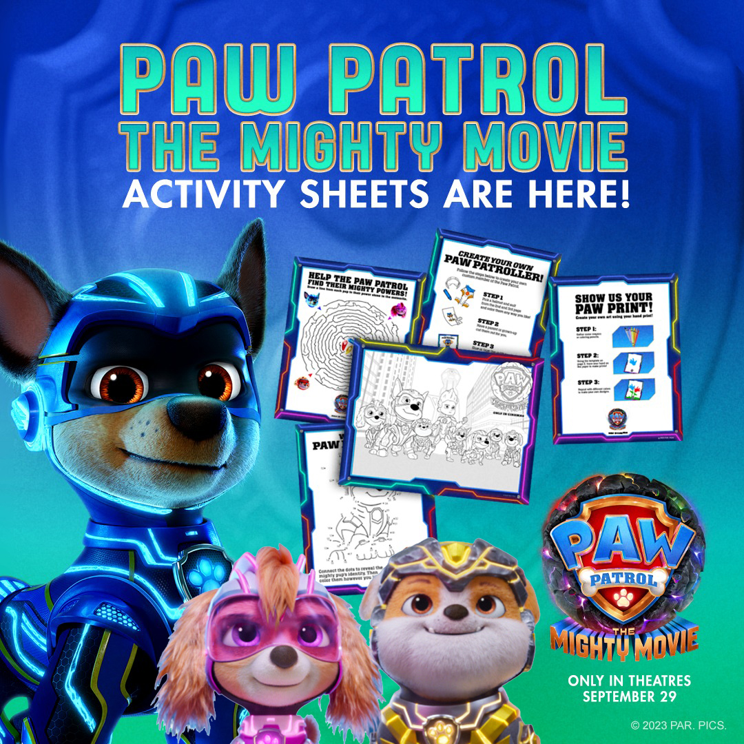 PAW patrol movie activity sheets with PAW Patrol characters