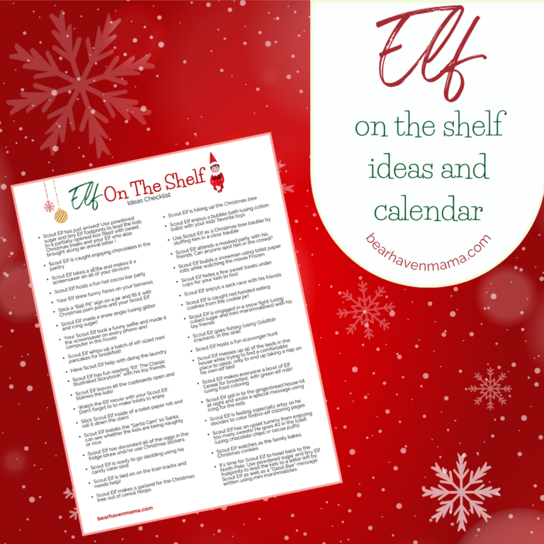 Elf on the Shelf Ideas with free printable calendar