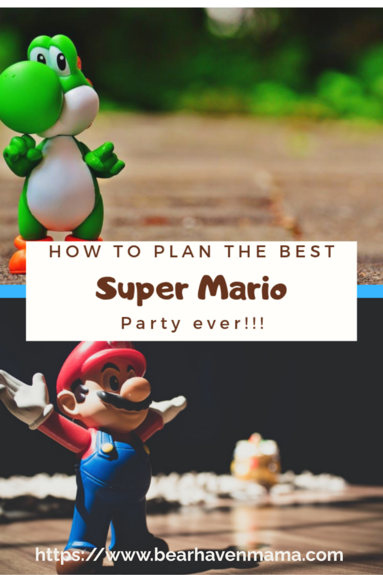 photos of yoshi and super mario with words saying, "how to plan the best super mario party ever!!!"