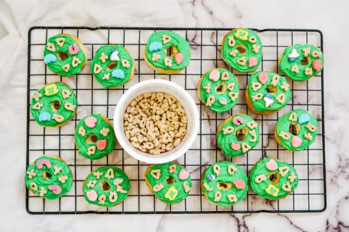 St. Patrick's Day Air Fryer Lucky Charms Donuts process