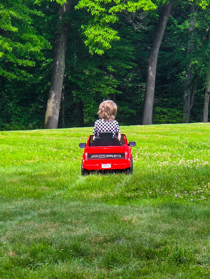 rearview of ride on kids vehicle