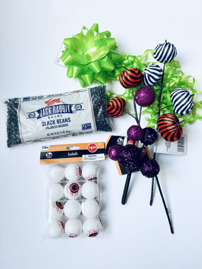 supplies for Beetlejuice sensory bin