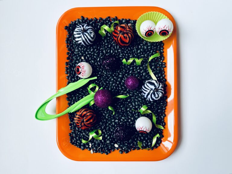Beetlejuice sensory bin Halloween fun